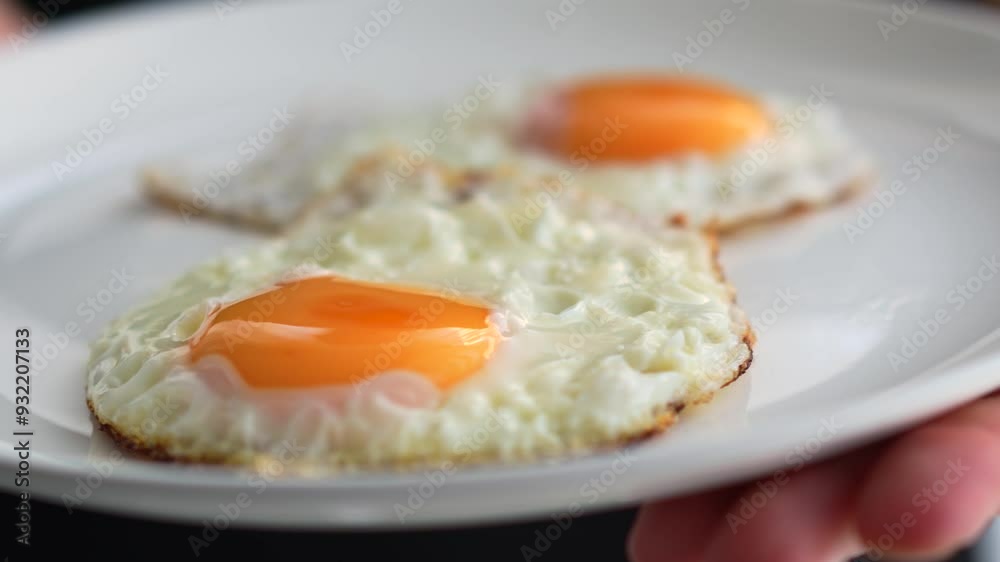 egg yolk close up.
Fried eggs