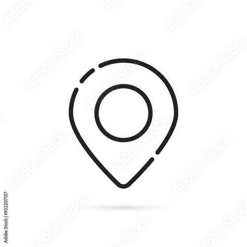 black simple thin line geotag badge