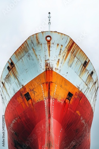 Old rusty cargo ship transportation in the sea or ocean