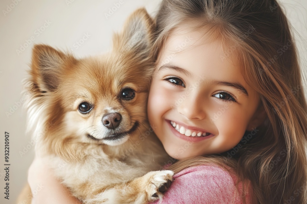 Smiling girl cuddling with her happy brown Chihuahua Smiling girl cuddling with her happy brown Chihuahua