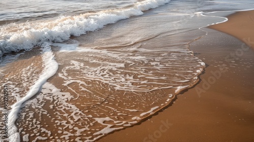 Ocean Waves Crashing on Sandy Beach photo