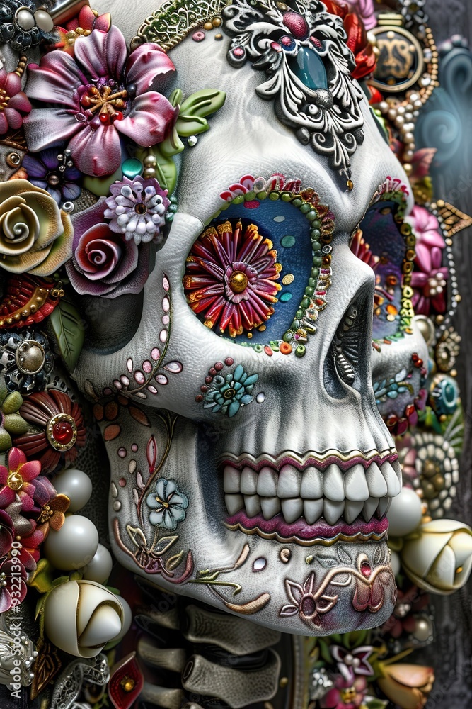 Fototapeta premium Day of the Dead sugar skull calavera modern 2024 style