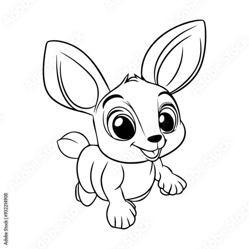 Kangaroo Coloring Page, Cute baby kangaroos cartoon character coloring page vector illustration. Simple cartoon style.