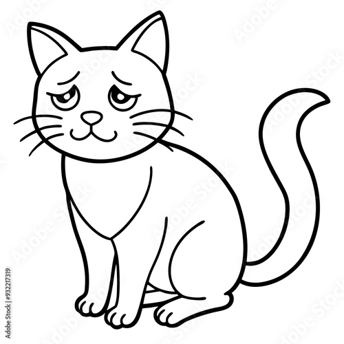 Cat crying line art vector