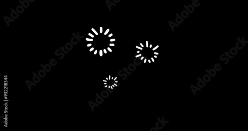 Decoration firework, line hand drawn doodle animated on black background. Abstract festive sketch shiny light star for celebration holiday. Decorative burst. Video 4K motion graphic  loop animation