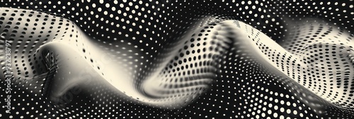 Abstract Black and White Wavy Pattern with Dots