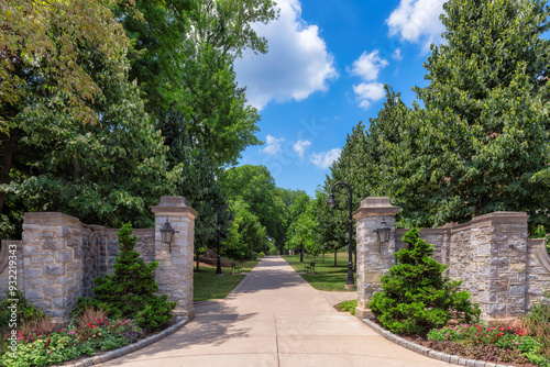 The gate in campus of Pennsylvania State University in summer sunny day, State College, Pennsylvania