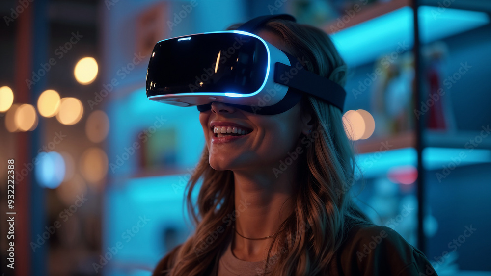 Girl wearing virtual reality glasses Girl wearing virtual reality glasses