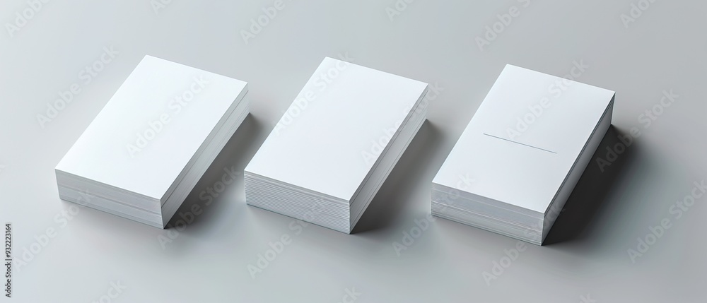 Three-Dimensional Cards Mock Up. Clean Business Card Layout on Light Grey Background Three-Dimensional Cards Mock Up. Clean Business Card Layout on Light Grey Background