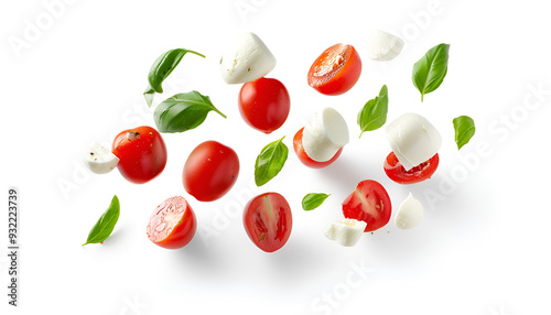 Wallpaper Mural Falling mozzarella cheese isolated on white background with clipping path, caprese salad ingredients Torontodigital.ca