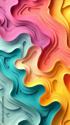 Colorful abstract background with layered wavy patterns in vibrant shades