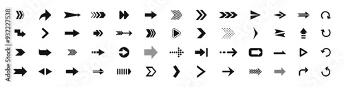  Arrow icons. Vector illustration of arrow icons set. Cursor. Collection different arrows sign. Modern simple arrows.