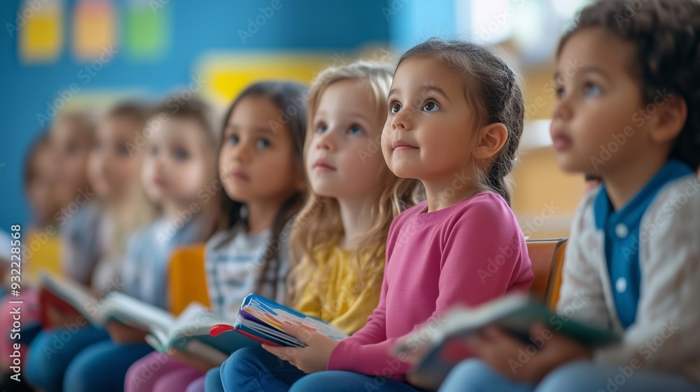 Group of kids students in elemetary school classroom are curious and ready for study new subjects. Generative ai Group of kids students in elemetary school classroom are curious and ready for study new subjects. Generative ai