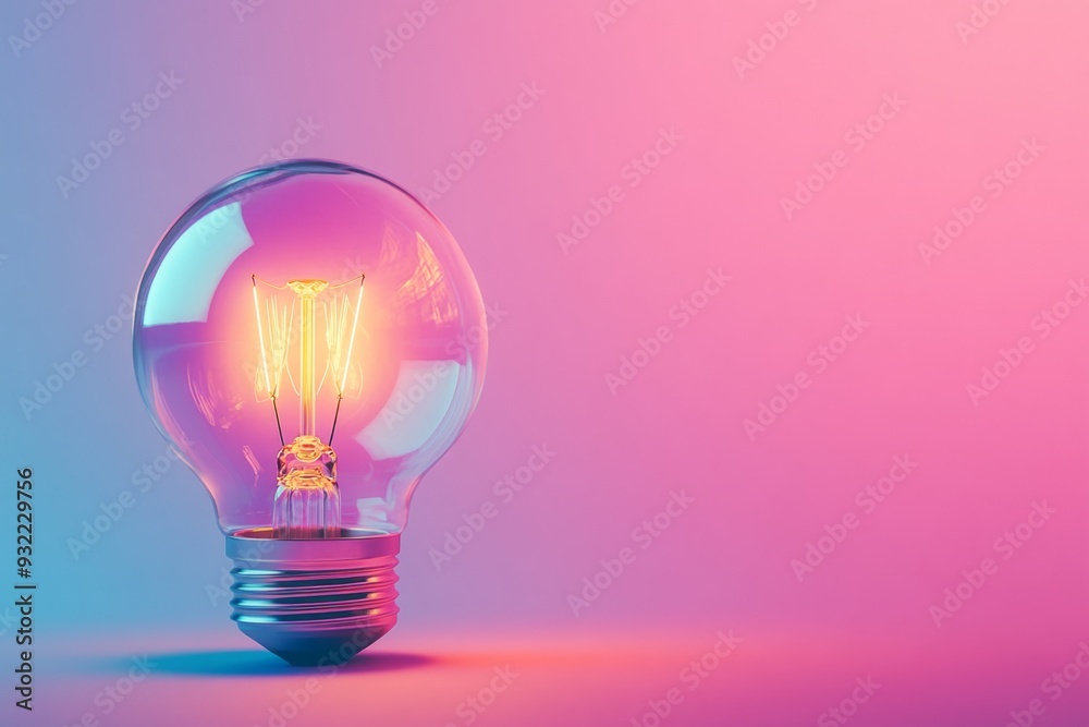 A glowing light bulb symbolizes creativity and innovation. The vibrant colors express energy and inspiration. Perfect for design and technology themes. Generative AI A glowing light bulb symbolizes creativity and innovation. The vibrant colors express energy and inspiration. Perfect for design and technology themes. Generative AI