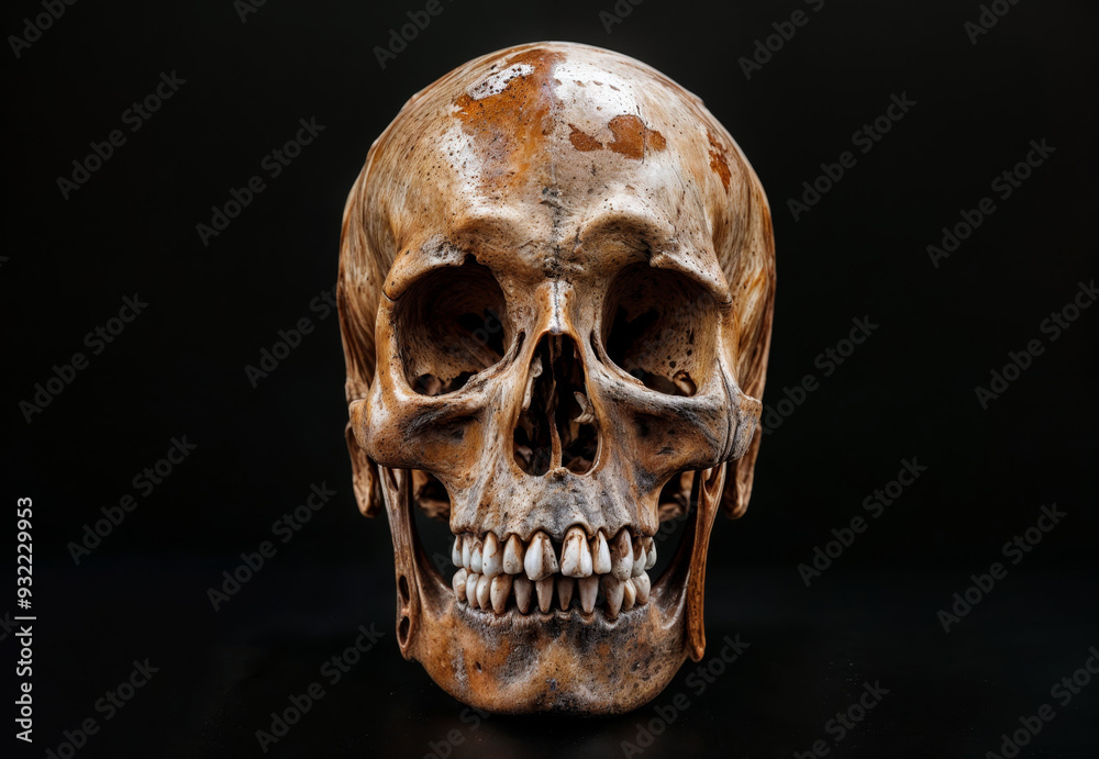 Obraz premium Closeup of a detailed skull on a dark background