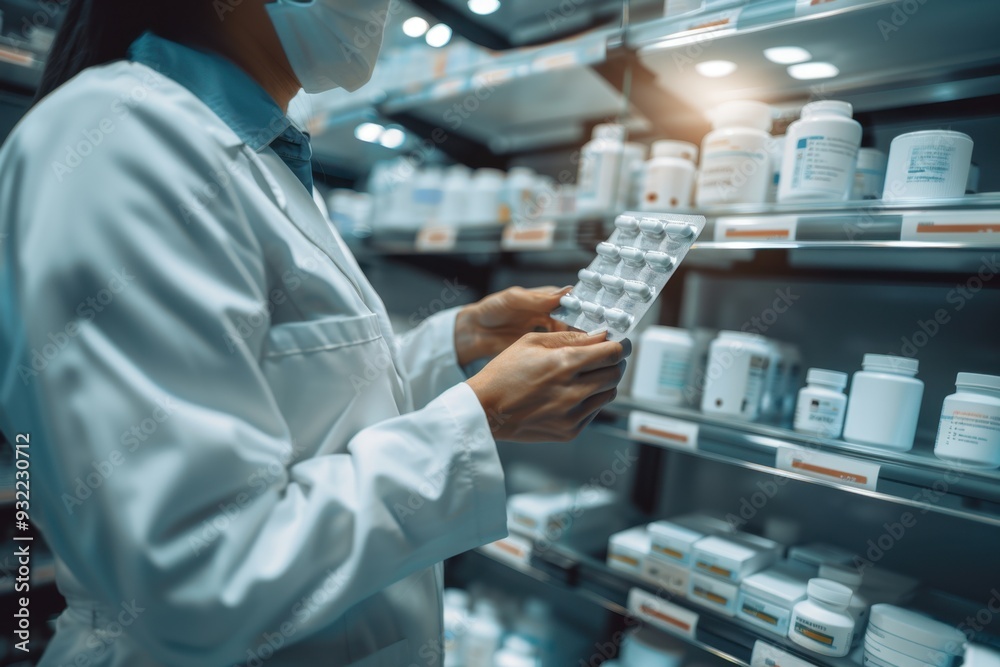 Pharmacist Evaluating Medication Stock Pharmacist Evaluating Medication Stock