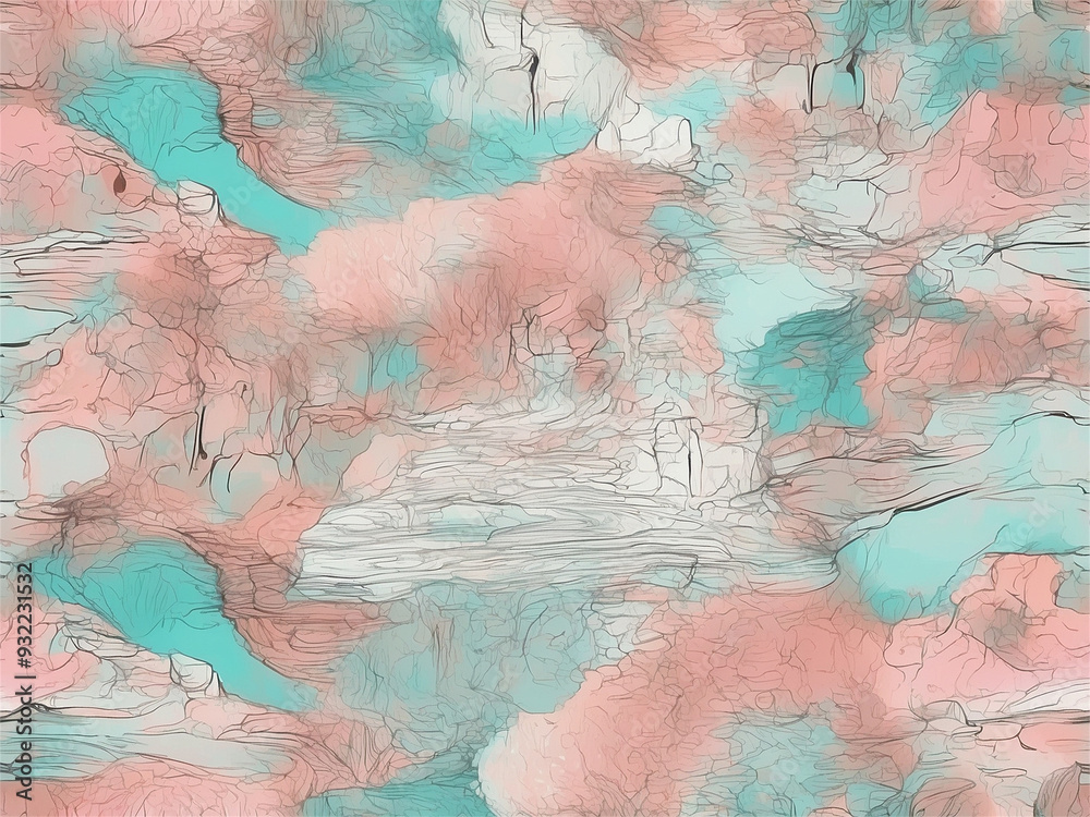 Naklejka premium Soft Dreamlike Landscape in Abstract Pastel Hues