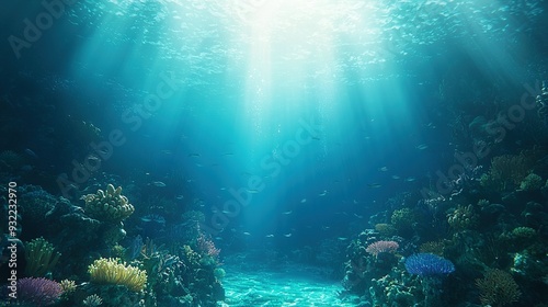 Wallpaper Mural  A vibrant coral reef beneath clear, sunlit water, teeming with colorful fish Torontodigital.ca