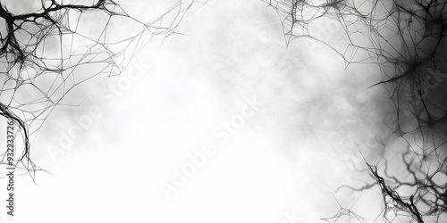 Scary spider webs are framing a foggy background in this halloween themed banner