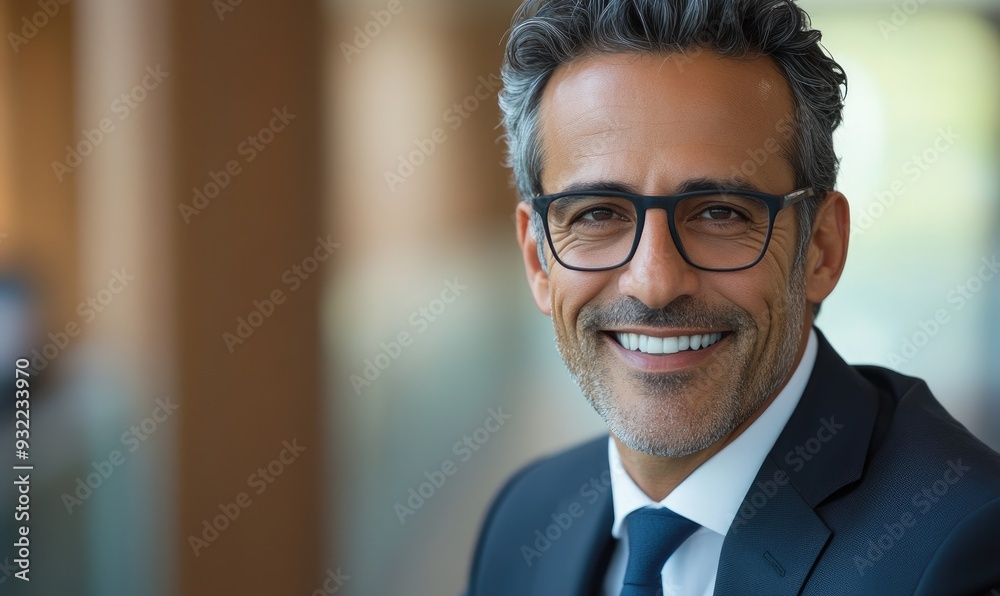 Confident Charismatic Businessman in Stylish Suit, Exuding Leadership and Charm in Modern Office Setting Confident Charismatic Businessman in Stylish Suit, Exuding Leadership and Charm in Modern Office Setting
