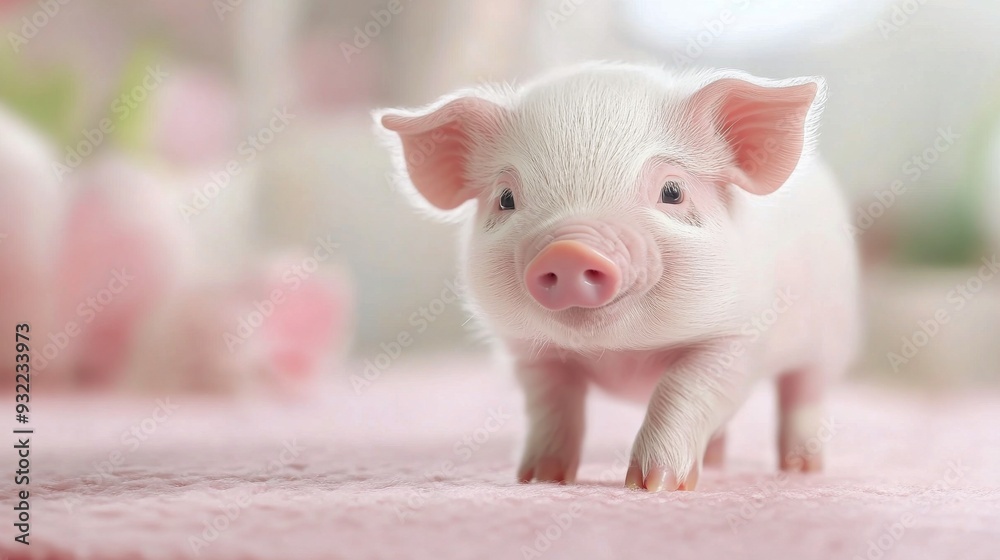 Adorable piglet exploring a cozy indoor space filled with soft light Adorable piglet exploring a cozy indoor space filled with soft light