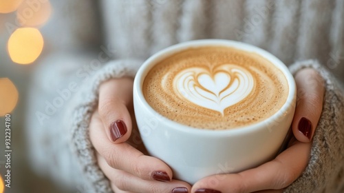 Holding a warm cup of coffee indoors during a cozy winter morning