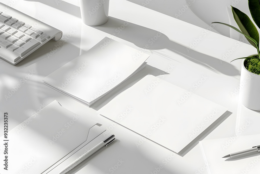 a mock-up for a business card, letterhead, and envelope, arranged in a simple composition on a white surface, perfect for presenting corporate identity designs a mock-up for a business card, letterhead, and envelope, arranged in a simple composition on a white surface, perfect for presenting corporate identity designs
