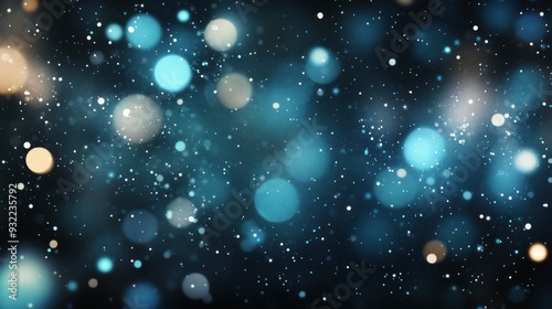 Glowing blue and white bokeh background with sparkling light effects