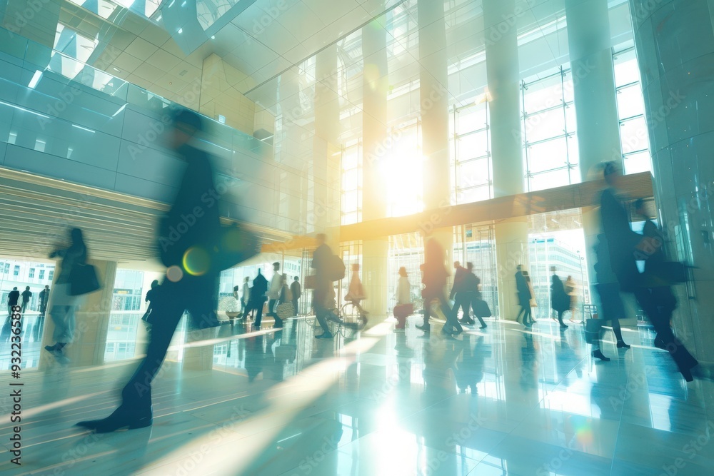 A busy city street with people walking and carrying bags, generative ai image