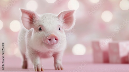 Adorable piglet exploring a cozy indoor space filled with soft light