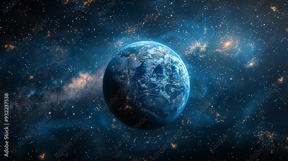 Planet Earth Against a Stunning Galaxy Background Planet Earth Against a Stunning Galaxy Background