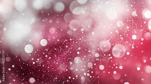 Delicate red and white bokeh lights create a festive atmosphere during a wint...