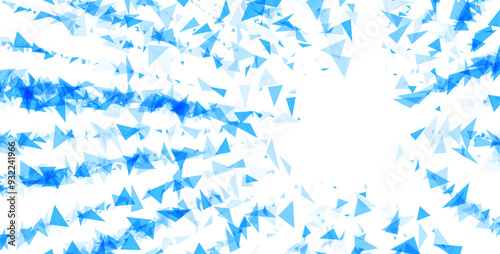 A striking radial burst of blue and white triangles, emanating from the center to represent energy, excitement, or a digital big bang.