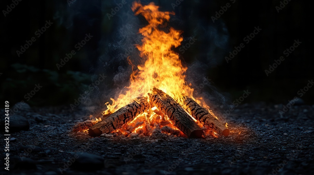 mesmerizing campfire with dancing flames isolated on pitchblack background primal warmth concept mesmerizing campfire with dancing flames isolated on pitchblack background primal warmth concept