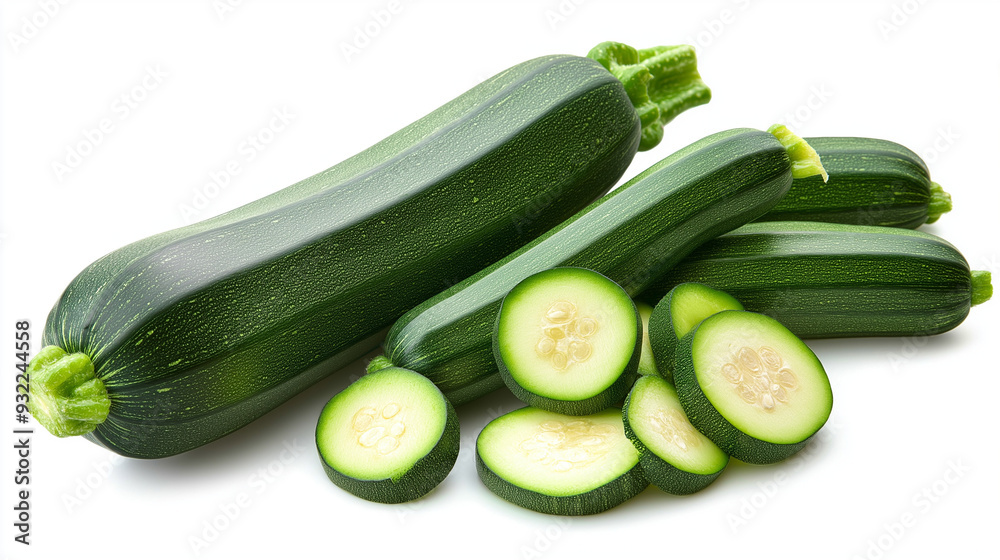 green zucchini isolated on white background green zucchini isolated on white background