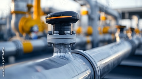 Metal pipes and storage tanks line an industrial corridor in a facility