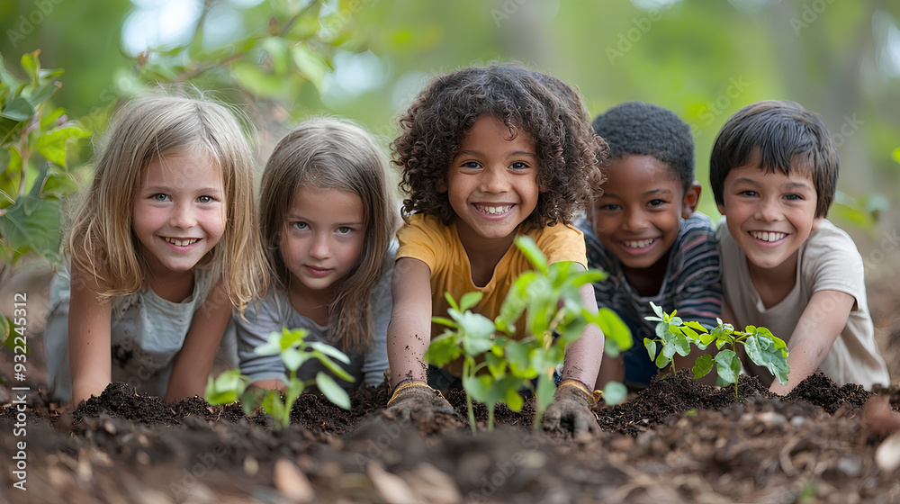Diverse_group_of_children_planting_trees Diverse_group_of_children_planting_trees