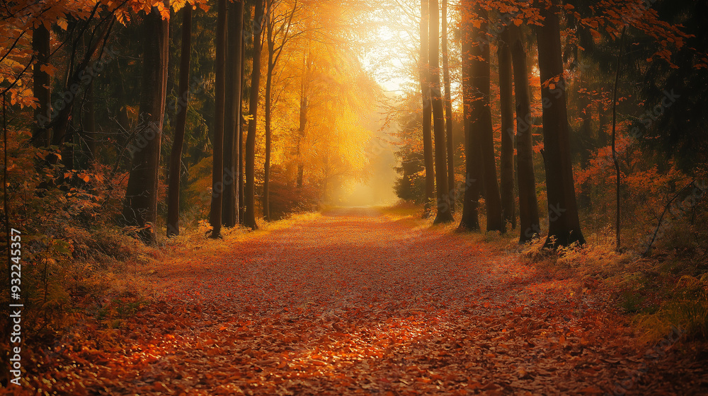 Obraz premium Golden Autumn Forest Path