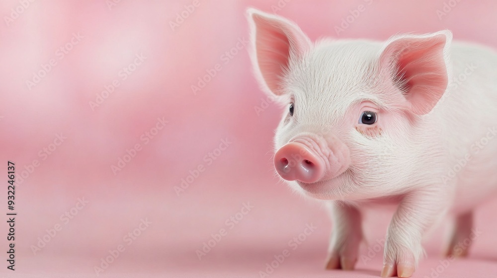 Adorable piglet exploring a cozy indoor space filled with soft light Adorable piglet exploring a cozy indoor space filled with soft light