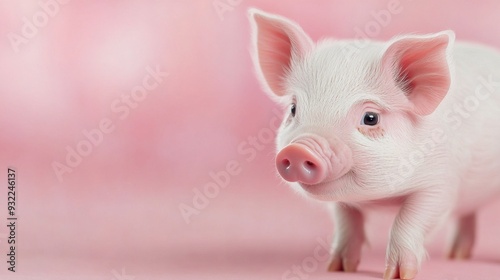 Adorable piglet exploring a cozy indoor space filled with soft light