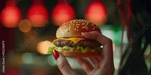 Big Mac hamburger in the woman s hand photo