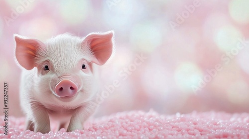 Adorable piglet exploring a cozy indoor space filled with soft light