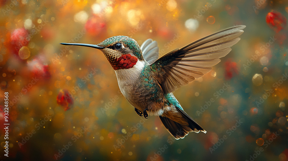 Fototapeta premium Blur of wings Hummingbird bird In flight close up 