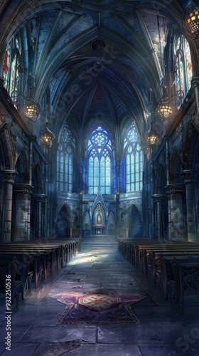 Wallpaper Mural Gothic church interior features stunning stained glass and dramatic lighting, creating a mystical atmosphere at dusk Torontodigital.ca