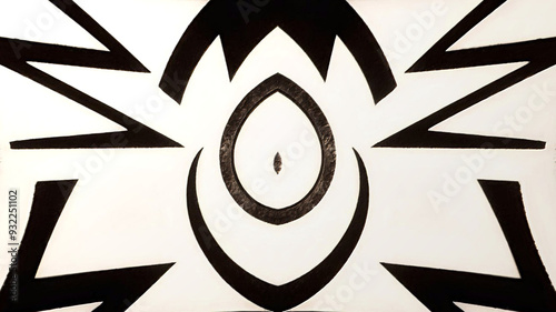 Black and white pattern on a white background, symmetrical artwork.