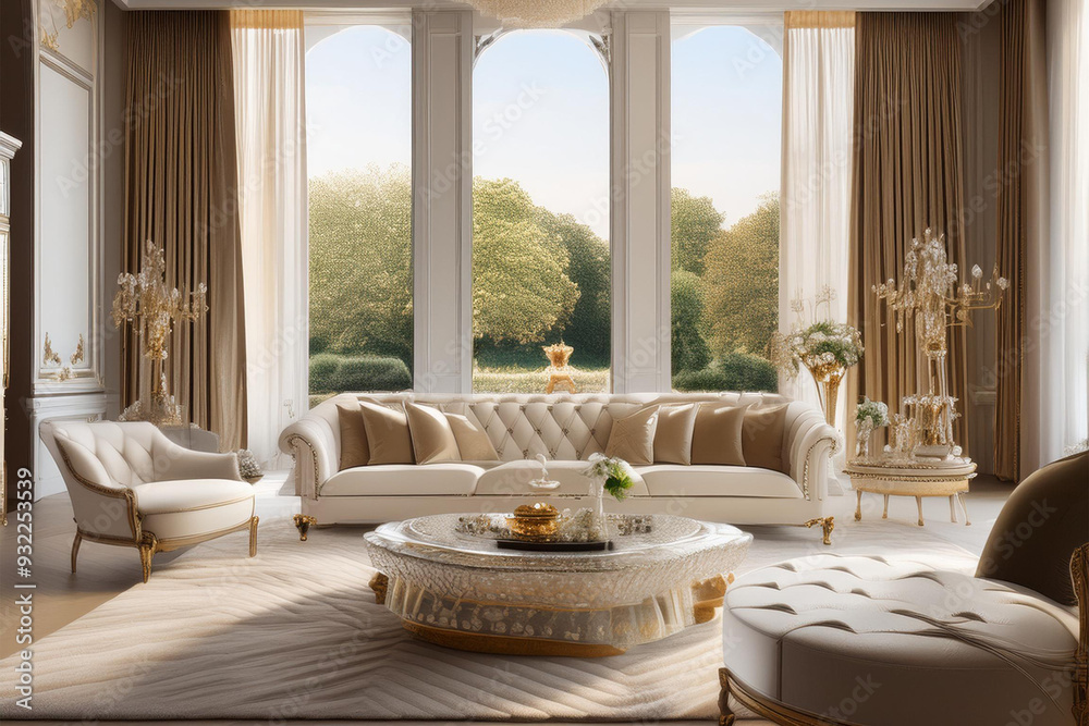 luxury living room with a classic white sofa and sofa, interior design luxury living room with a classic white sofa and sofa, interior design