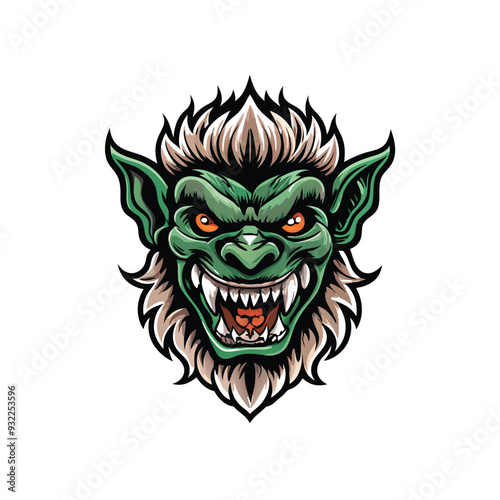 A ferocious green troll with sharp teeth, angry eyes, and pointed ears.