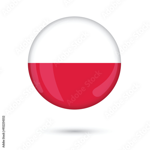 Free Download Poland flag round glossy and shiny 3d button isolated on white background national day of Poland 11 November celebration educational digital illustration online social media and websites - GFXLoad