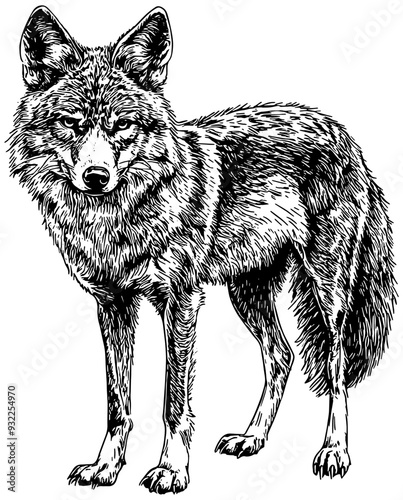 Coyote standing, isolated  photo