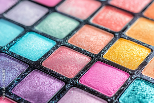 Shimmering Multicolor Eyeshadow Palette in Vibrant Hues, Beauty and Makeup Concept